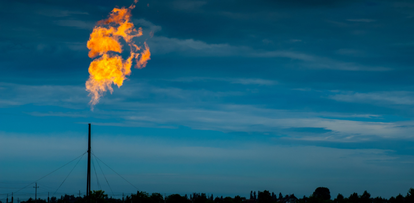 Flames erupt from a gas pipe