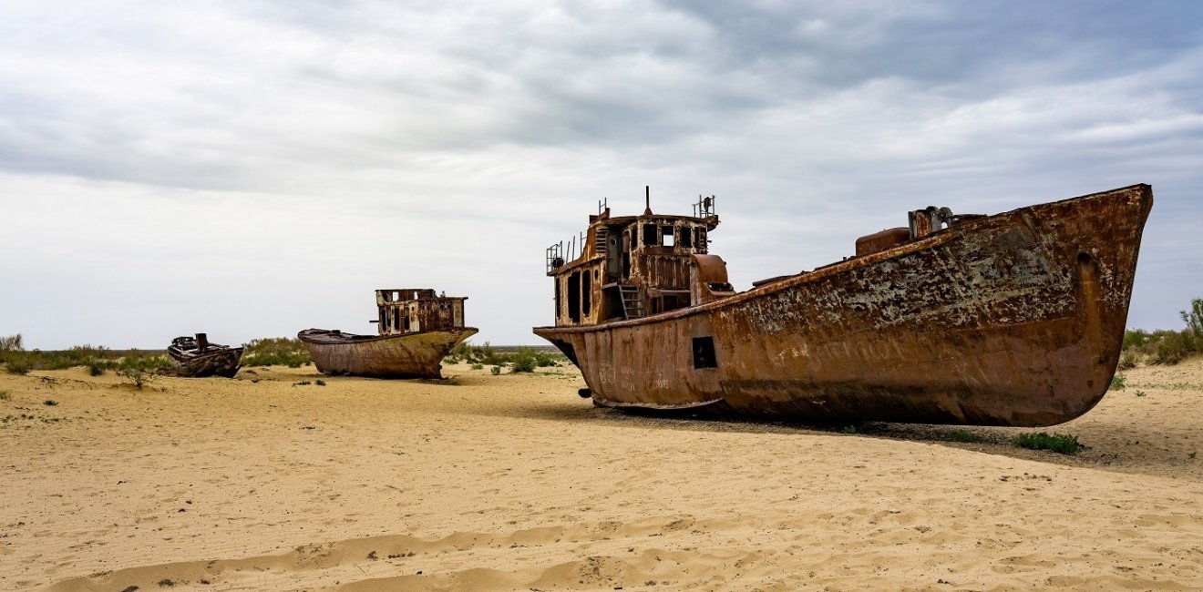 Aral sea boat graveyard