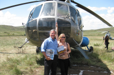 Tom Blanton and Svetlana Savranskaya at the former Soviet nuclear test site near Semipalatinsk, Kazakhstan, in 2015.