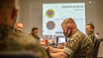OUTHCOM briefing at Camp Lejeune before Latin America Deployment