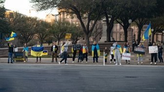 Protestors against Russia's war in Ukraine 
