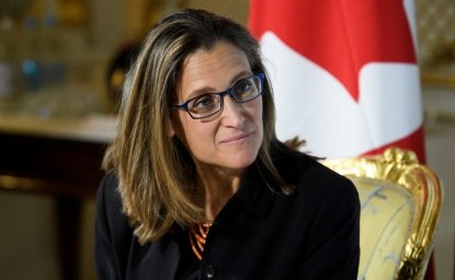 Canada's Foreign Minister Chrystia Freeland during a press conference in London, UK. 06-07-2017