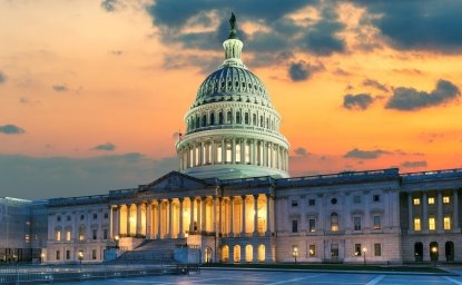 Image of the US Capitol Building at Dusk