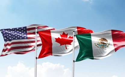 Flags of NAFTA Countries, America, Canada Mexico