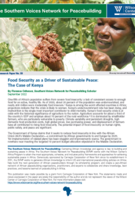 Food Security as a Driver of Sustainable Peace: The Case of Kenya Publication Cover