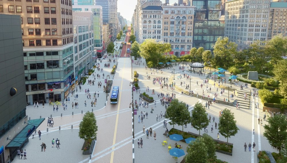 14th Street Looking West: Rendering for the Union Square Vision Plan.  Marvel, courtesy of Union Square Partnership. 2021.