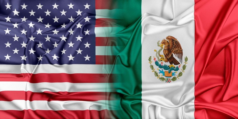 US and Mexico flags