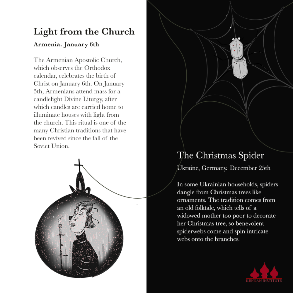Image of person holding a candle and a spider spinning a web.