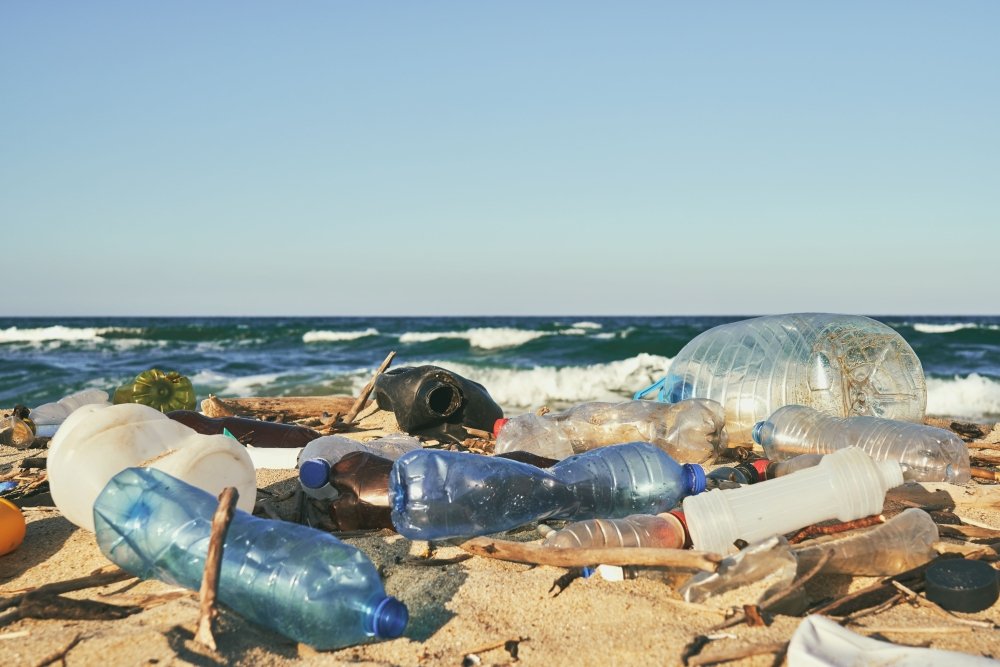 Plastic on a beach