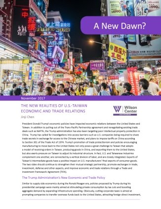A New Dawn? The New Realities of U.S.-Taiwan Economic and Trade Relations