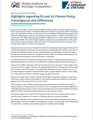 First Page of Report on Highlights of EU and US Climate Policy