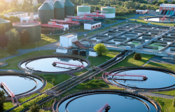 Aerial view of a water treatment plant