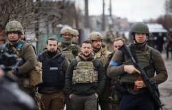 President Zelensky with soldiers