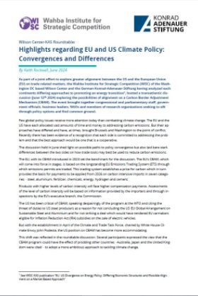 First Page of Report on Highlights of EU and US Climate Policy